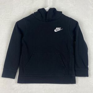 Nike Sweater Boys Large 6-7 Yrs Black Hoodie Sweatshirt Pullover Logo Casual